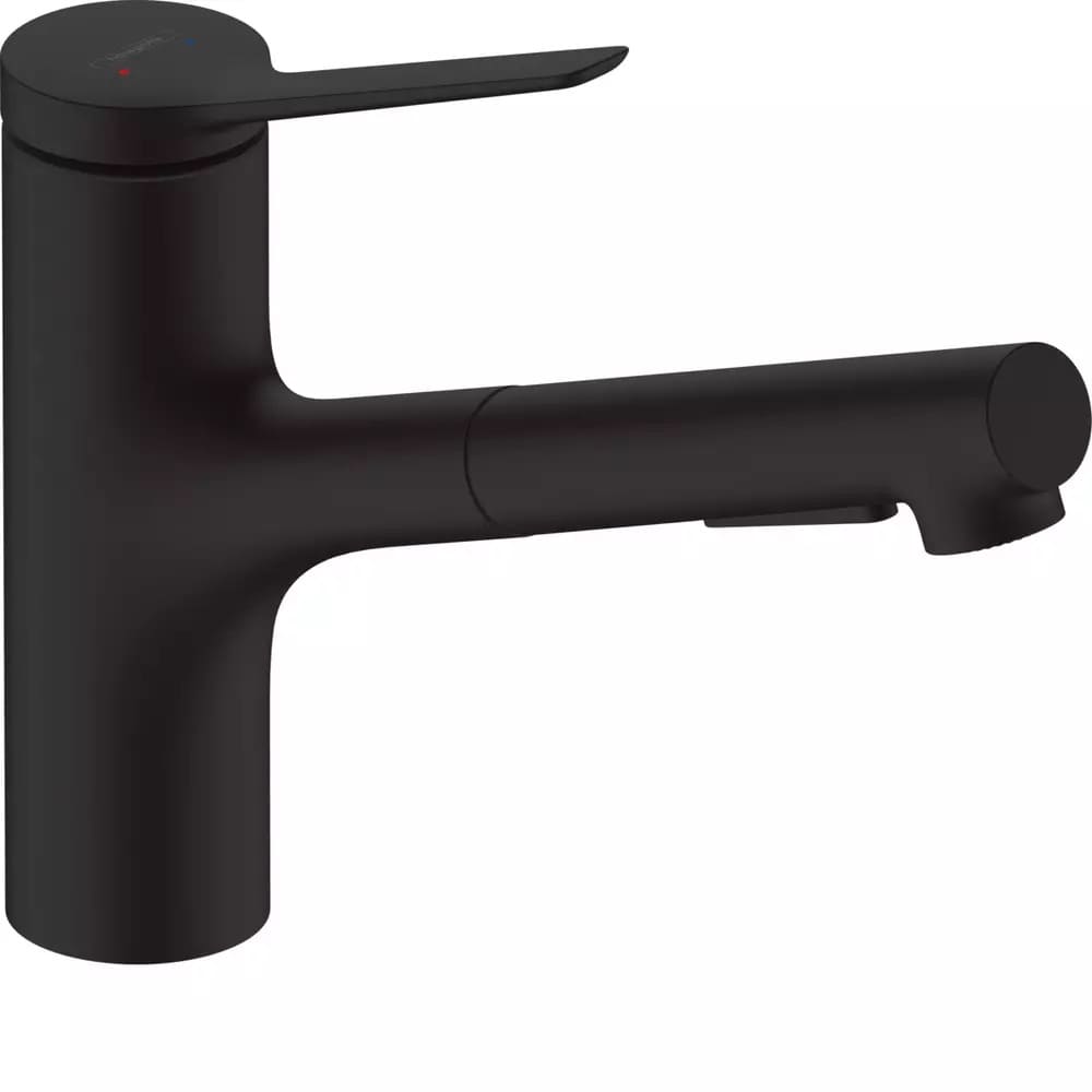 Змішувач для кухні HANSGROHE ZESIS 74800670 2jet, з висувним виливом, чорний