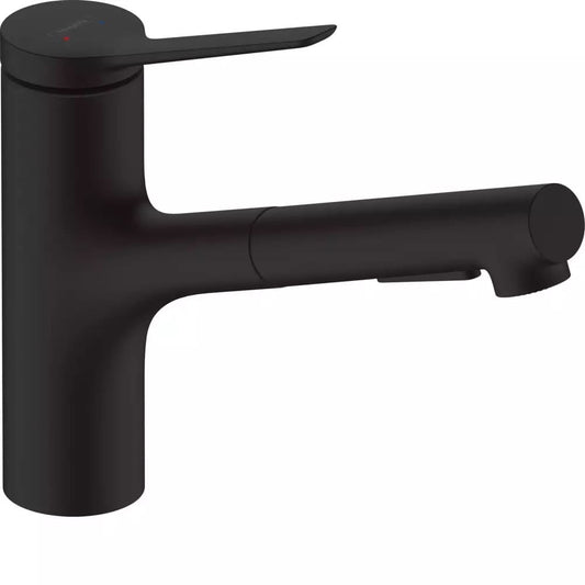 Змішувач для кухні HANSGROHE ZESIS 74800670 2jet, з висувним виливом, чорний