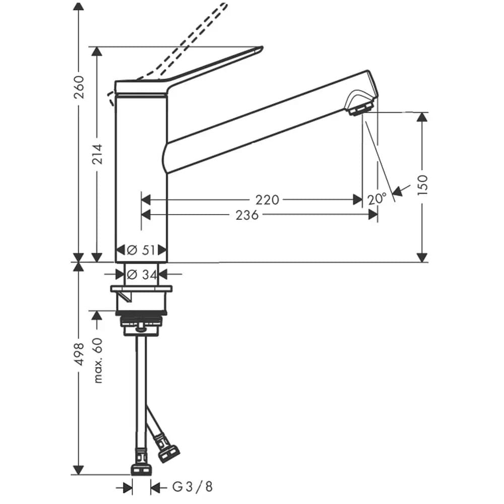 Змішувач для кухні HANSGROHE ZESIS 74802000 1jet, хром