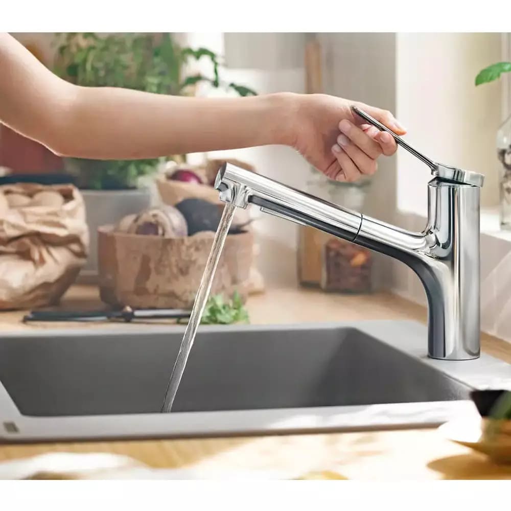 Змішувач для кухні HANSGROHE ZESIS 74810000 1jet, с ECO выдвижным изливом, хром