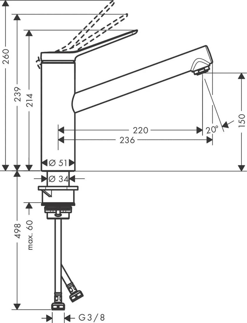 Змішувач для кухні HANSGROHE ZESIS 74813000 1jet , ECO, CoolStart, хром