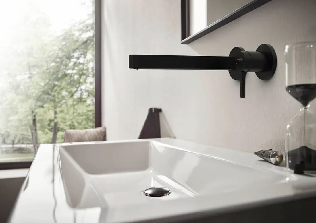 Змішувач прихованого монтажу для умивальника HANSGROHE FINORIS 76050670 на 2 отвори, чорний матовий