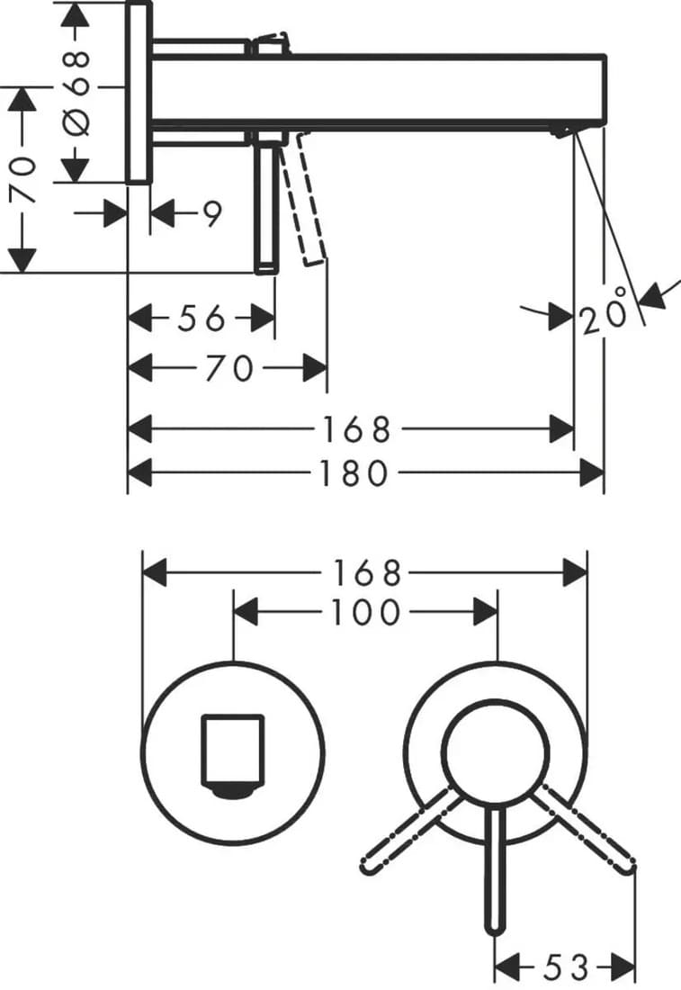 Змішувач прихованого монтажу для умивальника HANSGROHE FINORIS 76051670 на 2 отвори, чорний матовий