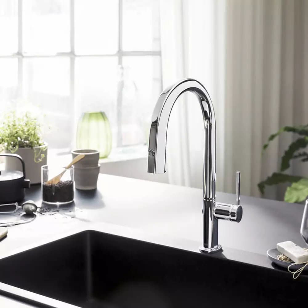 Змішувач для кухні HANSGROHE AQITTURA M91 76803000 1jet, з висувним виливом, хром