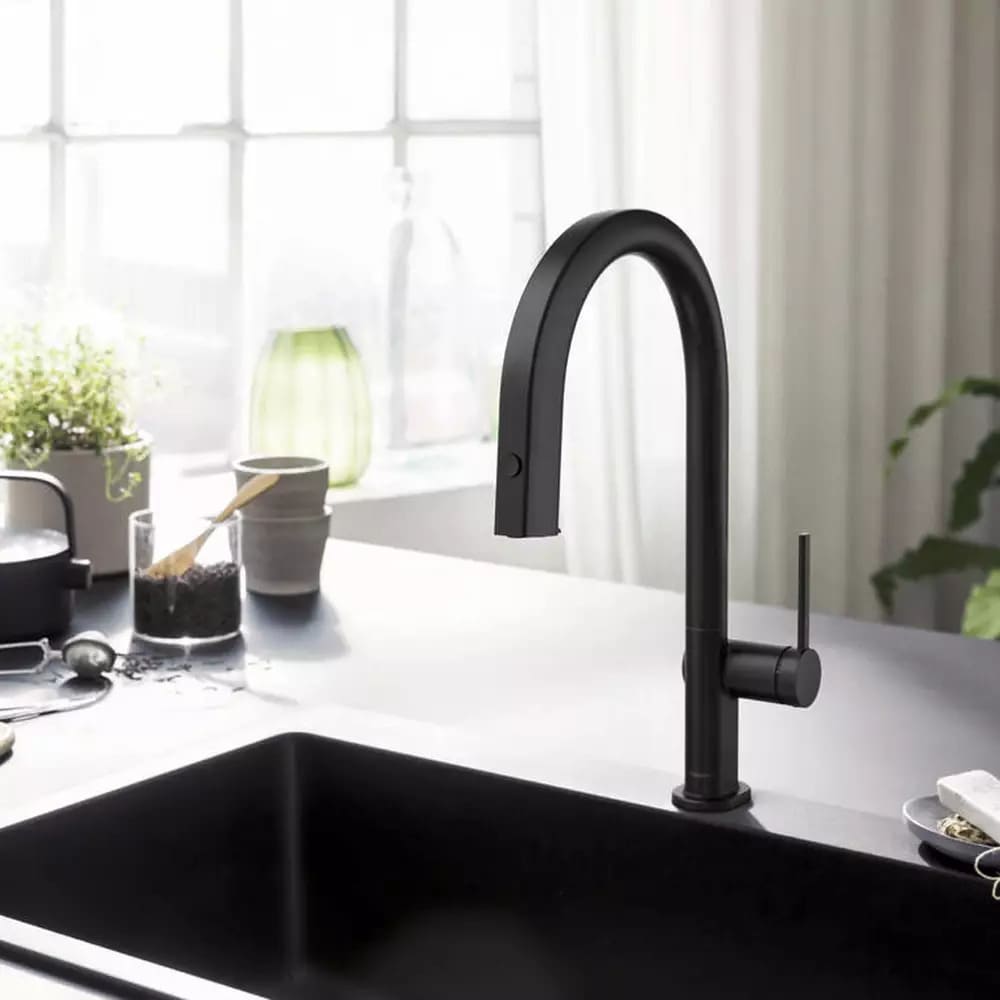 Змішувач для кухні HANSGROHE AQITTURA M91 76803670 1jet, з висувним виливом, чорний