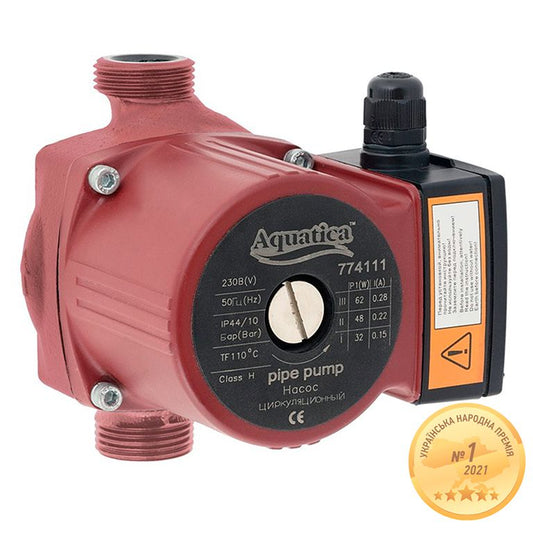 Насос циркуляційний Aquatica 774111 (GPD20-4S/130) 65Вт Hmax 4м Qmax 63л/хв Ø1" 130мм + гайки Ø¾"