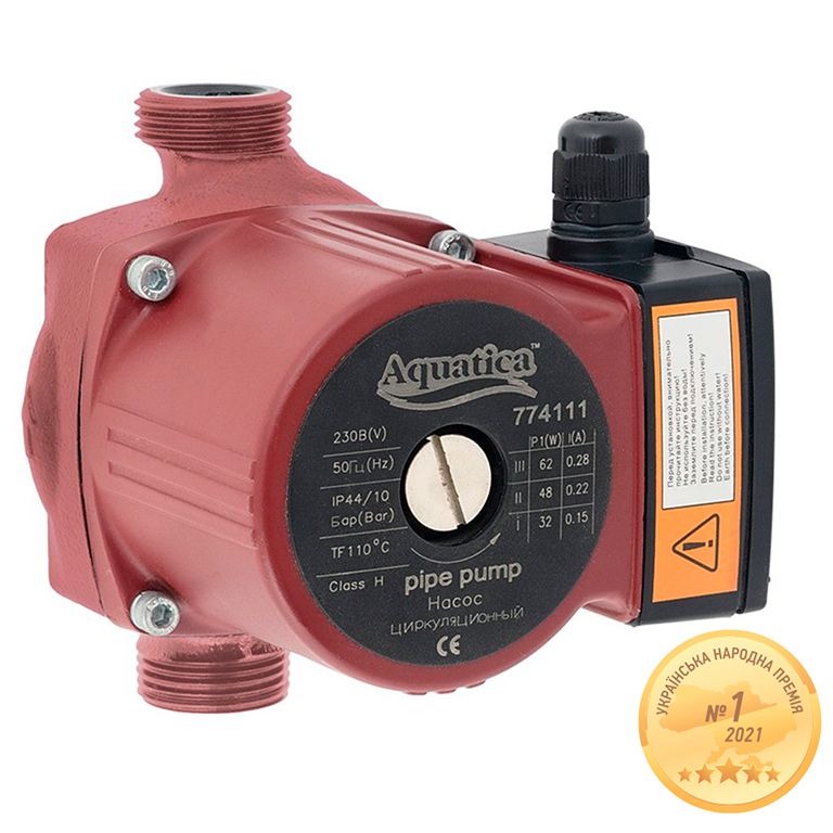 Насос циркуляційний Aquatica 774138 (GPD25-7S/180) 130Вт Hmax 7м Qmax 87л/хв Ø1½" 180мм + гайки Ø1"