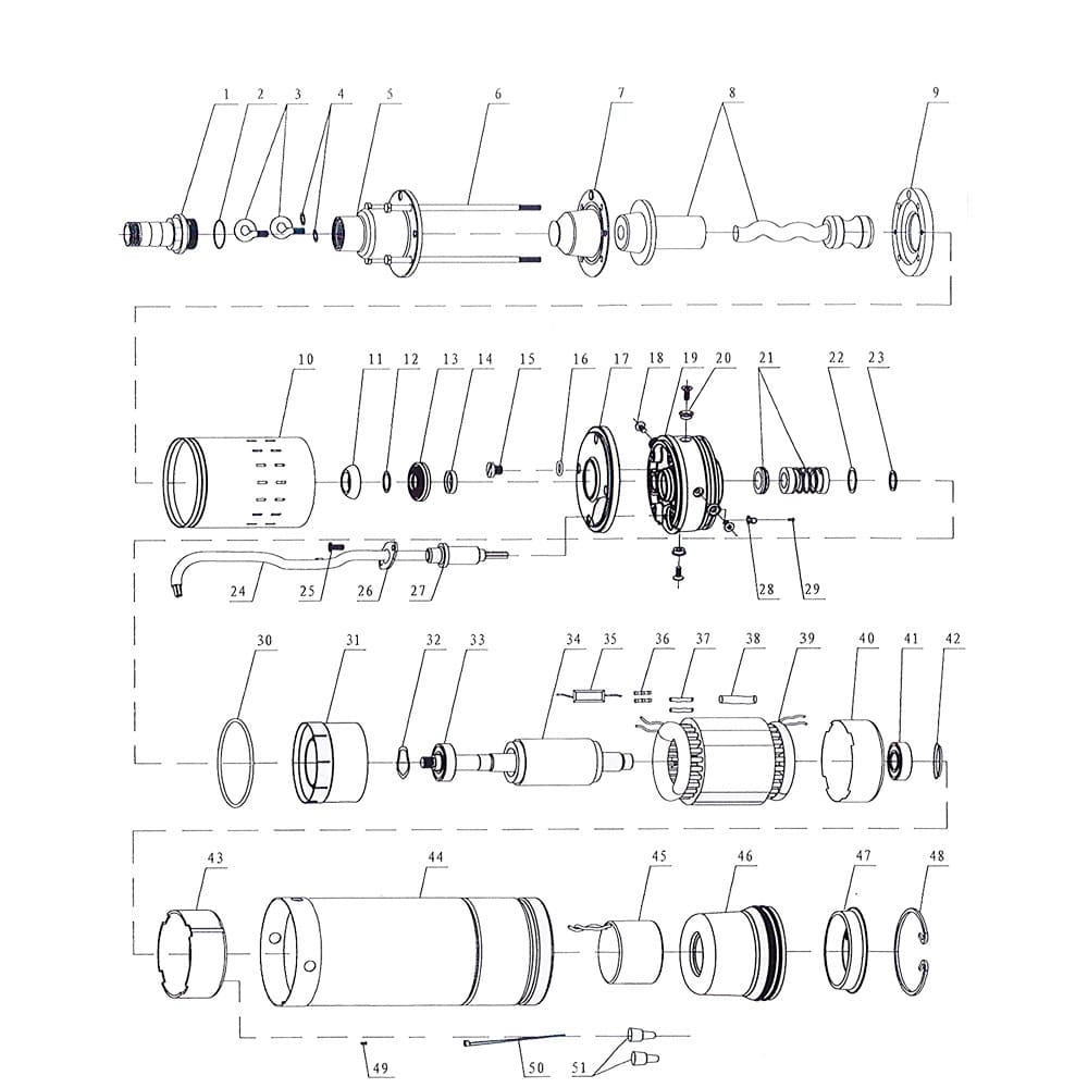 Насос Dongyin 777214 шнековий 1.1кВт H 190(116)м Q 45(25)л/хв Ø96мм (нерж) (4QGD1.5-120-1.1)