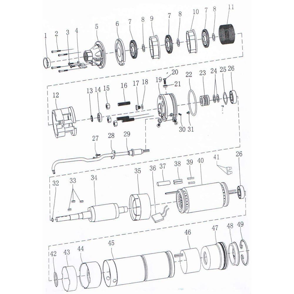 Насос Dongyin 777302 вихровий 0.75кВт H 54(30)м Q 40(20)л/хв Ø75мм (3SKm100)