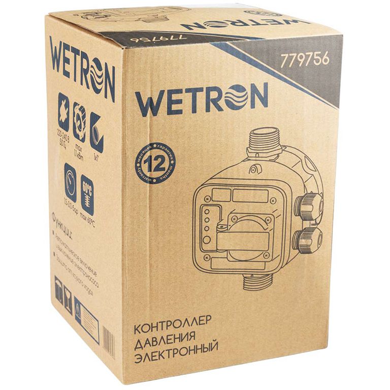 Контролер тиску електронний 1.1кВт Ø1" + розетка і вилка Wetron DSK-8.2 (779756)