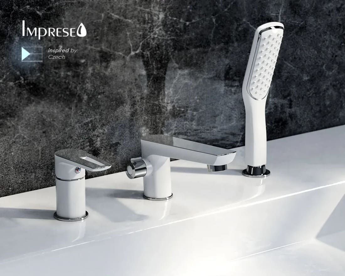 Змішувач для ванни на борт IMPRESE BRECLAV 85245W, хром/білий