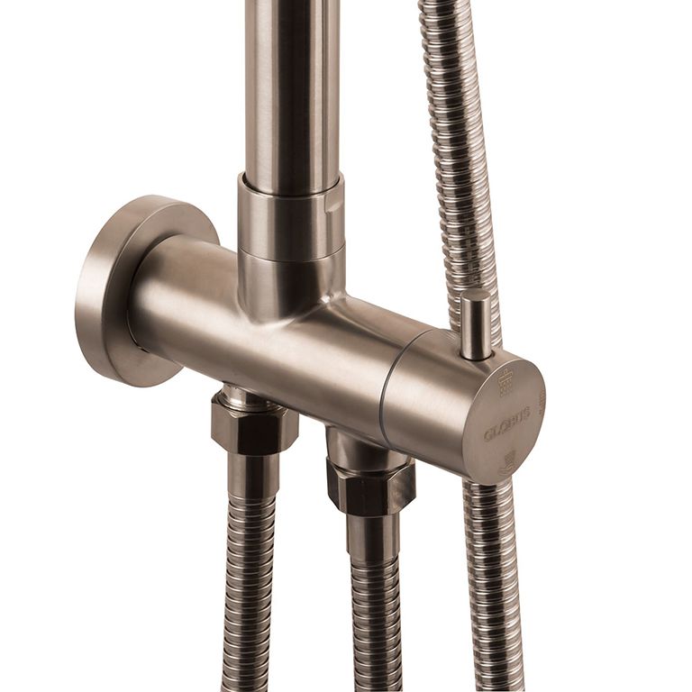 Душова колона Globus Lux ALPEN SB-BAR-0101 стійка + 2 лійки + 2 душ.шланга, Нержавійка