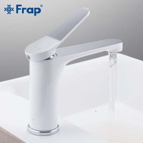 Змішувач для умивальника Frap F1045, білий/хром