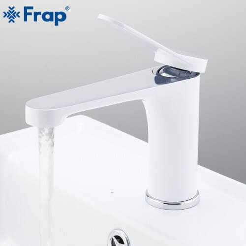 Змішувач для умивальника Frap F1045, білий/хром