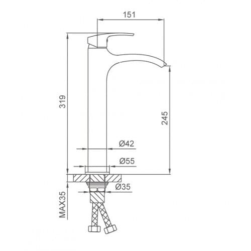 Змішувач для умивальника Frap F1069-2 високий