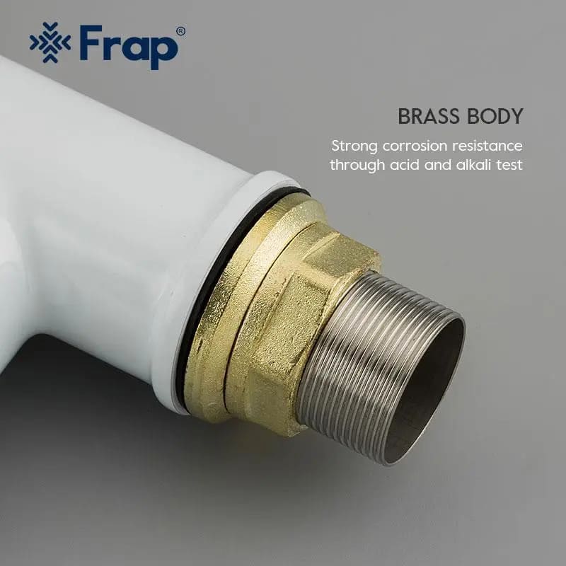 Змішувач для кухні FRAP F4049 з гнучким виливом, білий/ хром