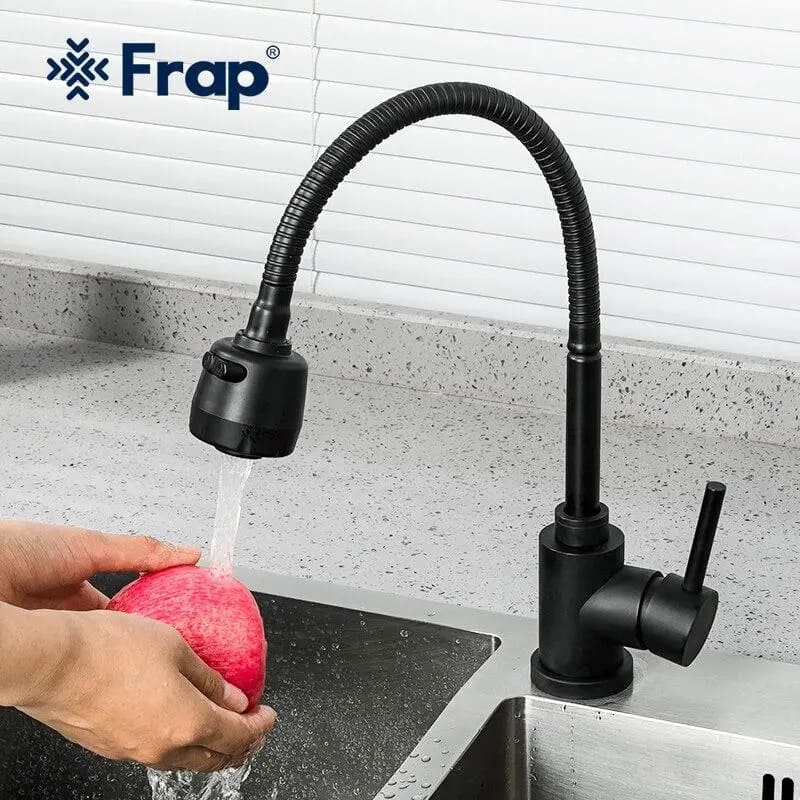 Змішувач для кухні FRAP F40993-6 з гнучким виливом, з висувним виливом, 2 режими, чорний
