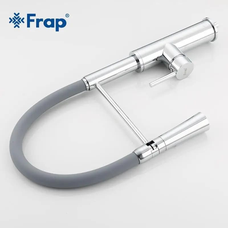 Змішувач для кухні FRAP F4452-6 з гнучким виливом, 2 режими, сірий/ хром