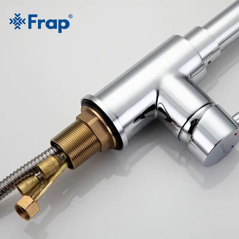Змішувач для кухні FRAP F6052 з висувним виливом, 2 режими, хром