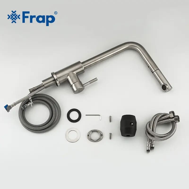 Змішувач для кухні FRAP F60899 з висувним виливом, сталевий