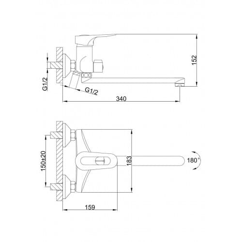 Змішувач для ванни Frap F22004, хром
