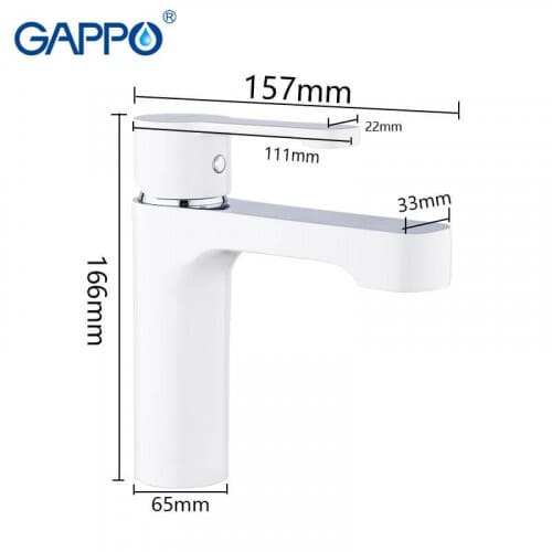Змішувач для умивальника GAPPO G1002-8, білий/хром