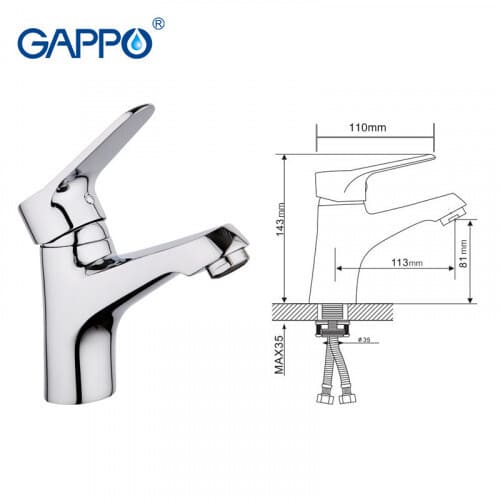 Змішувач для умивальника GAPPO G1036, хром
