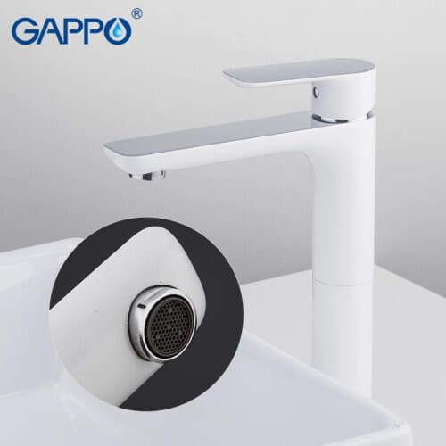 Змішувач для умивальника GAPPO G1048-2, білий/хром
