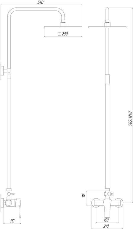 Душова система Globus Lux GLQU-0077 Queensland латунь, комплект з тропічним душем