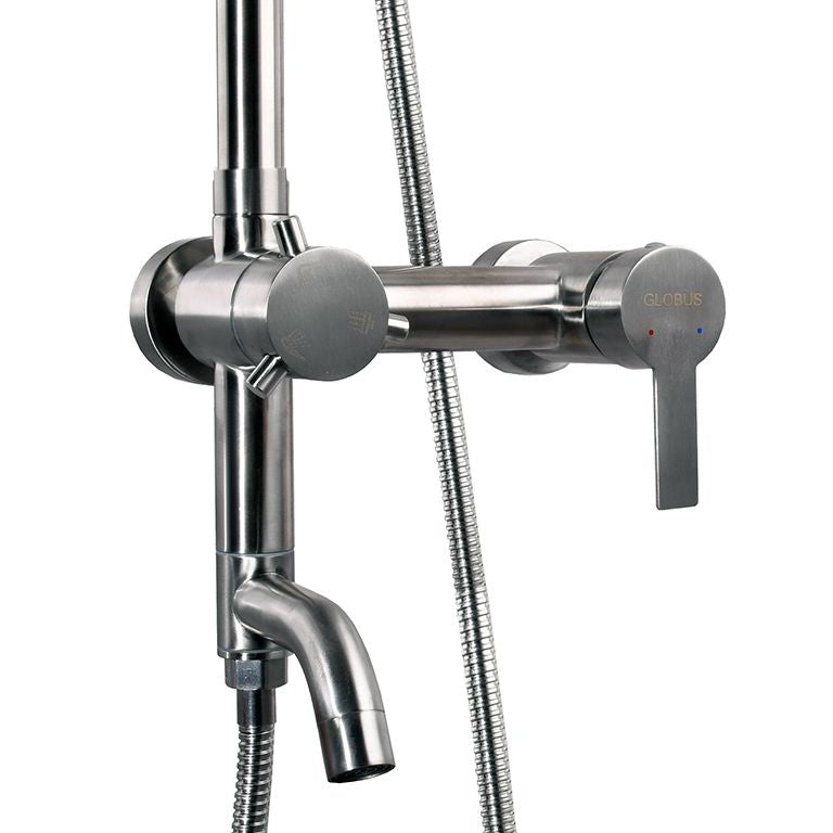Душова система Globus Lux ALPEN SBT1-SQ-02-304 Нерж., з виливом, ручна лійка SUS, Тропік SUS 250*250мм