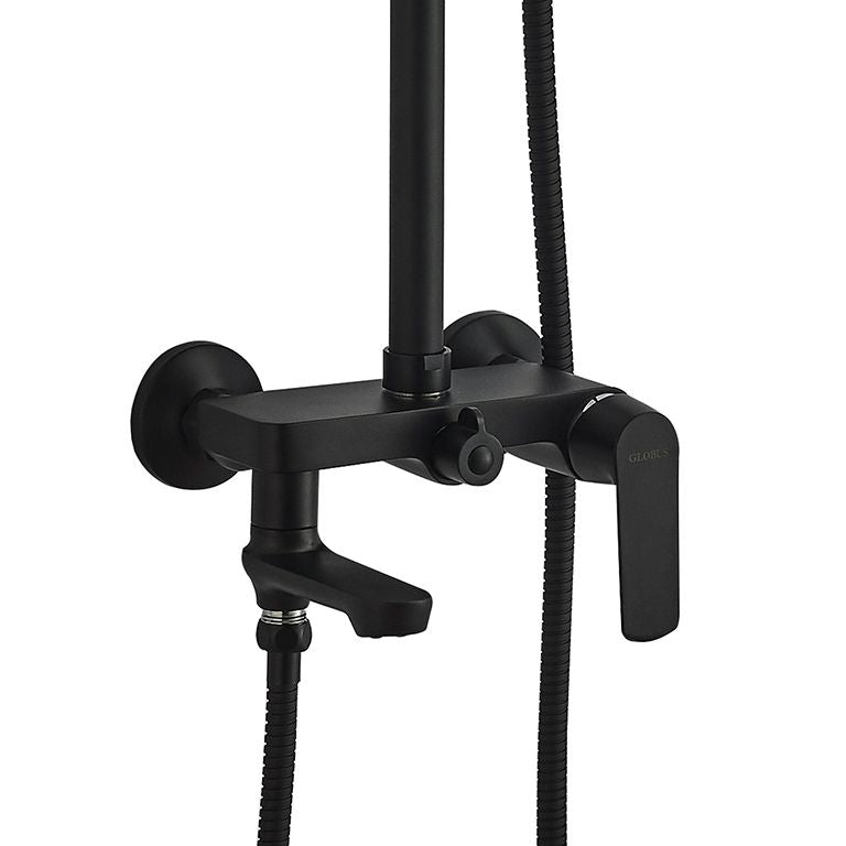 Душова система Globus Lux GLA-0002N-10-BB LAGUNA, з поворотним виливом латунь, Чорний мат
