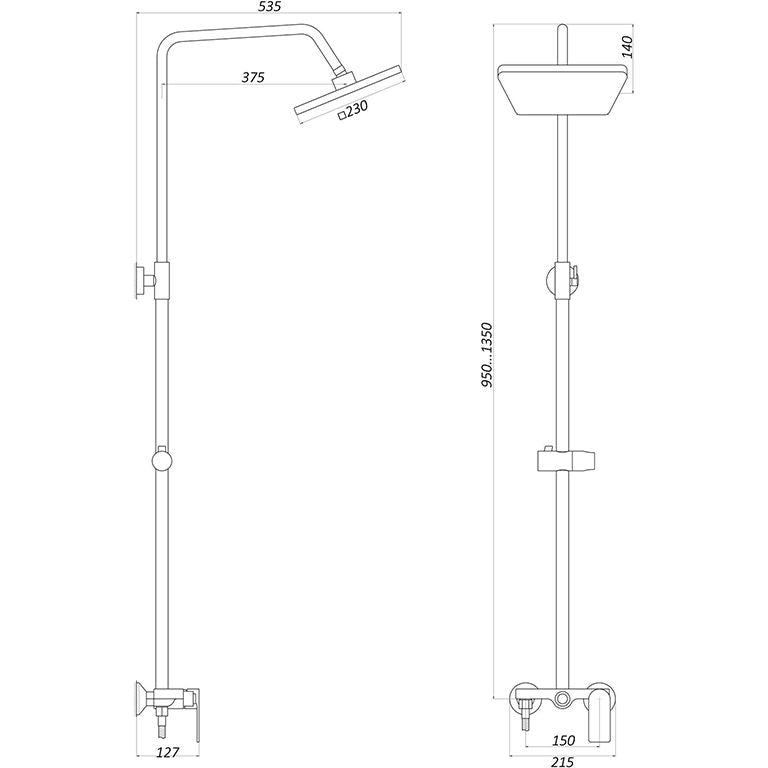 Душова система Globus Lux GLA-0005N-7-WHITE LAGUNA без виливу латунь Біла