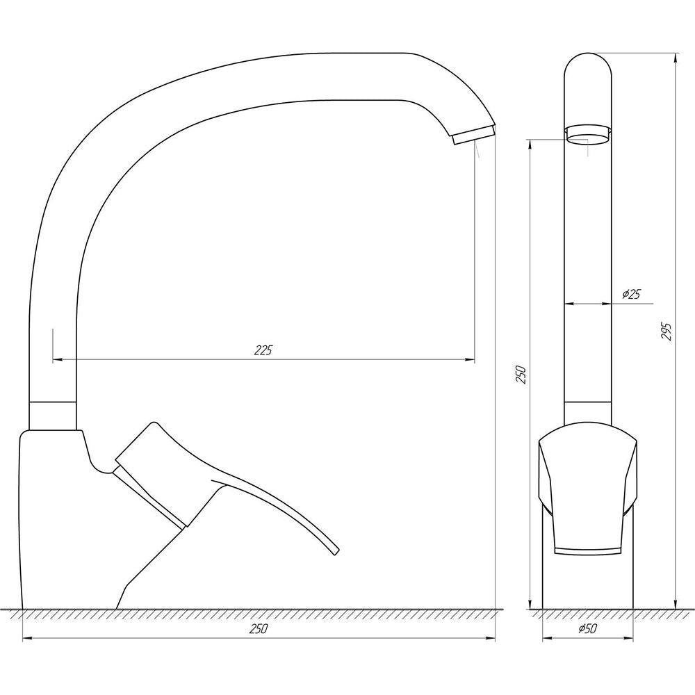 Змішувач для кухні Globus Lux Queensland GLQU-0203S-BIG-6-MARONE