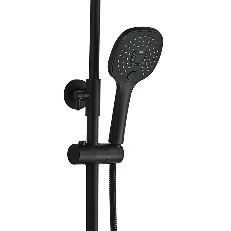 Душова система Globus Lux GLM-0041T-BB Termostatic Куб Штанга Круглая 1400мм, з виливом Чорний Мат.