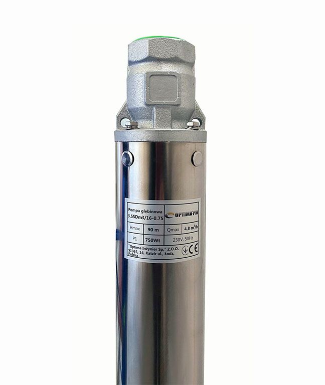 Насос свердловинний OPTIMA PM 3.5SDm3/16 0.75кВт 100м + 1.5 м кабель, із вбудованим конденсатором (без пульта)