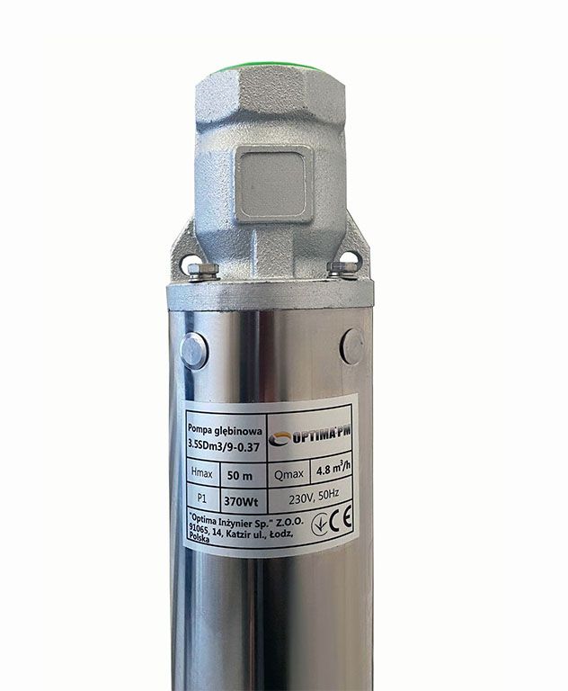 Насос свердловинний OPTIMA PM 3.5SDm3/9 0.37кВт 55м + 1.5 м кабель, із вбудованим конденсатором (без пульта)