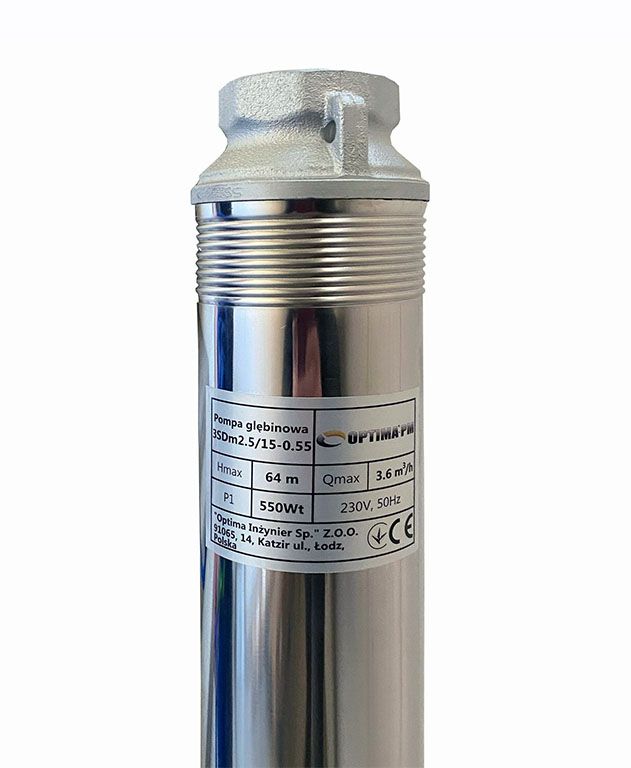 Насос свердловинний OPTIMA PM 3SDm2.5/15 0.55кВт 65м + 1.5 м кабель, із вбудованим конденсатором (без пульта)