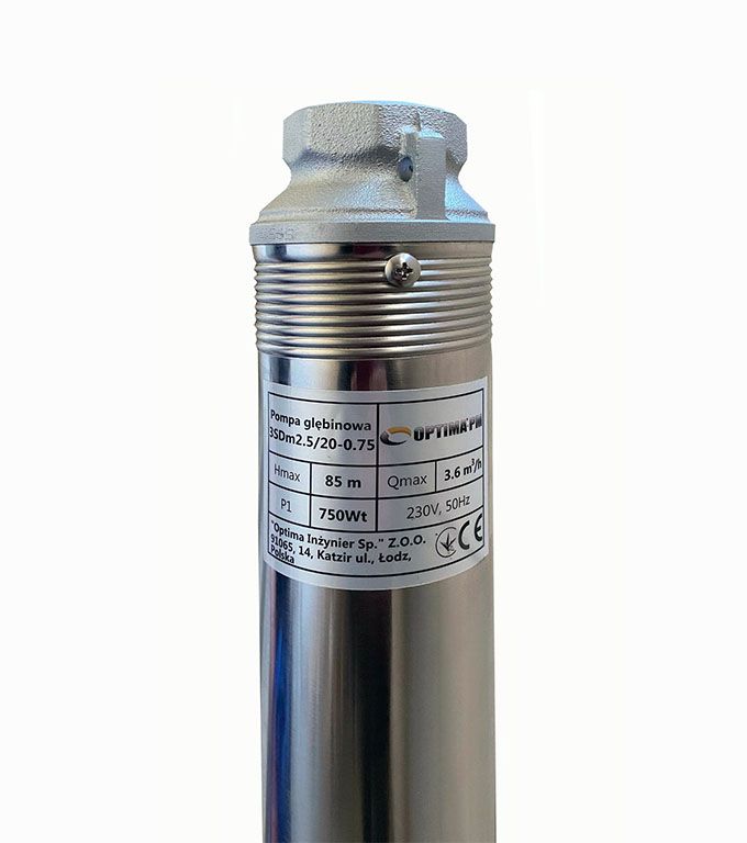 Насос свердловинний OPTIMA PM 3SDm2.5/20 0.75кВт 90м + 1.5 м кабель, із вбудованим конденсатором (без пульта)
