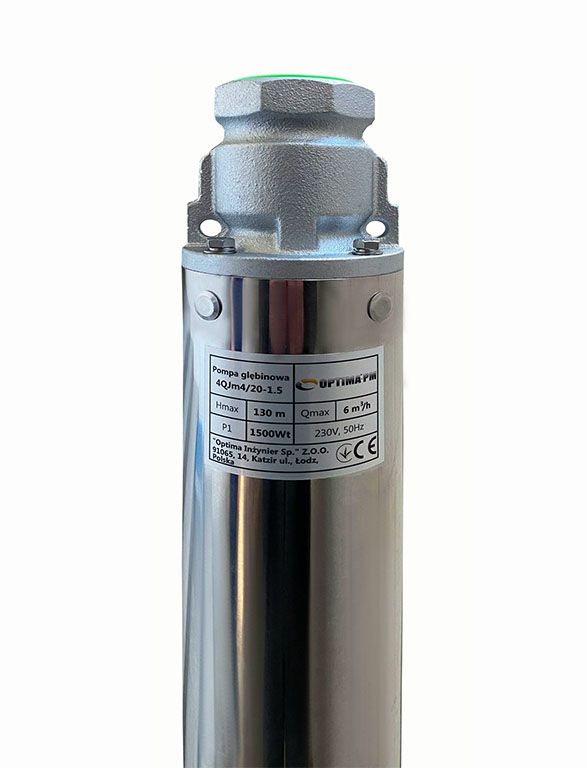 Насос свердловинний OPTIMA PM 4QJm4/20 1.5 кВт 150м + 1.5 м кабель, із вбудованим конденсатором (без пульта)