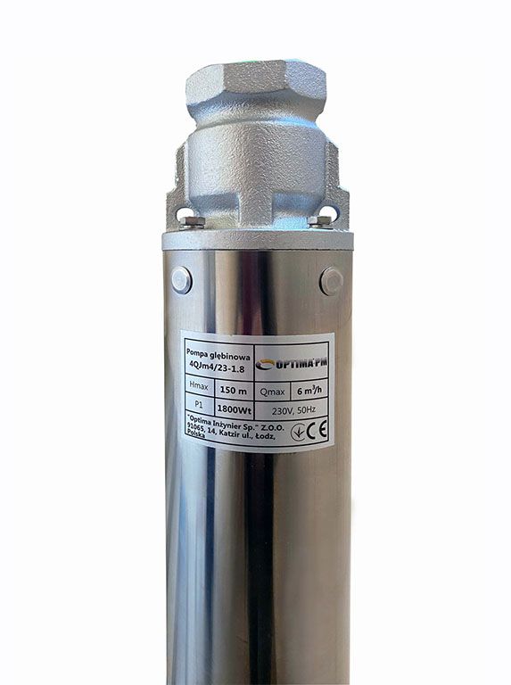 Насос свердловинний OPTIMA PM 4QJm4/23 1.8 кВт 168м + 2 м кабель, із вбудованим конденсатором (без пульта)