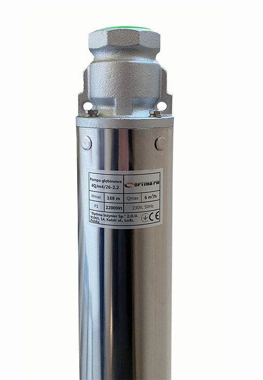 Насос свердловинний OPTIMA PM 4QJm4/26 2.2 кВт 205м + 2 м кабель, із вбудованим конденсатором (без пульта)