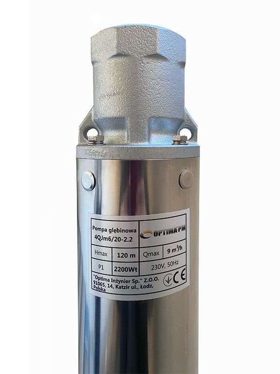 Насос свердловинний OPTIMA PM 4QJm6/20 2.2 кВт 124м + 2 м кабель, із вбудованим конденсатором (без пульта)
