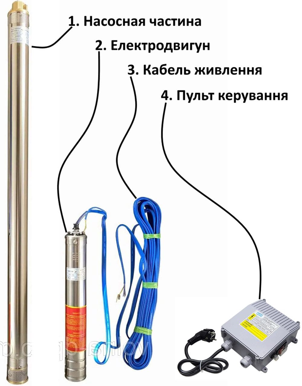 Насос свердловинний OPTIMA 3SDm1.8/11 0.25 кВт 45м + пульт + кабель 1,5м
