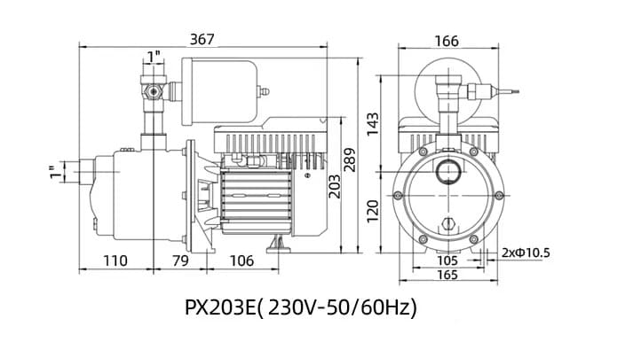 Багатоступінчаста насосна станція SHIMGE PX203-E 0,37 кВт (Нmax=32м, Qmax=70л/хв)