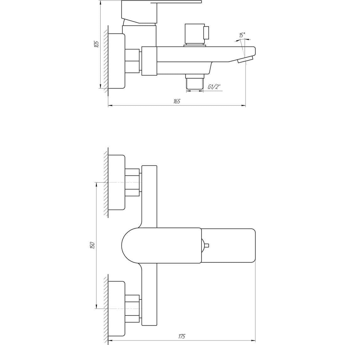 Змішувач для ванни TOPAZ SARDINIA TS 08131-H19N EURO cartridge D35, комплект із душем