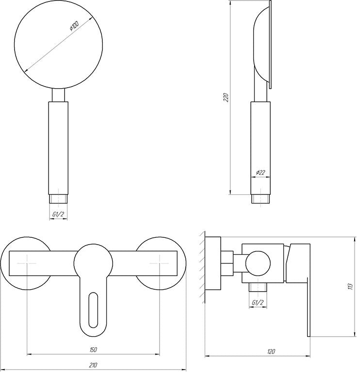 Змішувач для душу Globus Lux RING SR-105