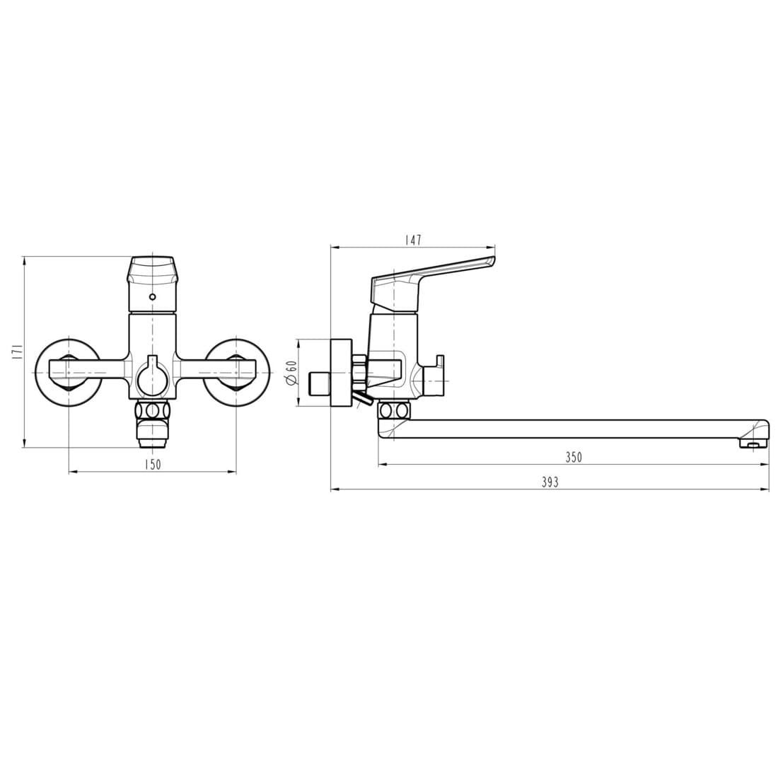Змішувач для ванни TOPAZ LEXI TL21208A-H57-BL гусак 350мм, EURO перемикач, cartridge D35, чорний матовий, комплект із душем