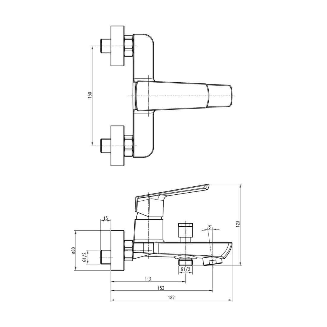 Змішувач для ванни TOPAZ LEXI TL 21101-H57-BL cartridge D35, чорний матовий, комплект із душем