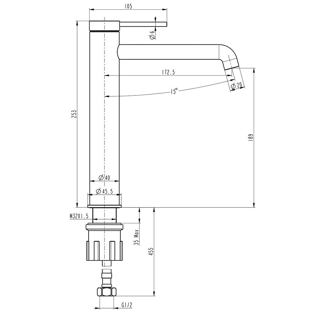 Змішувач для умивальника TOPAZ LOFT TLF 32203-H75-C