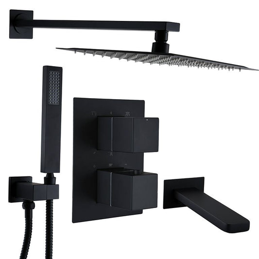 Змішувач для душу вбудований TOPAZ ODISS TO 08117-L03-BL-TT Termostat Smart box/3 WAY, Комплект-Чорний